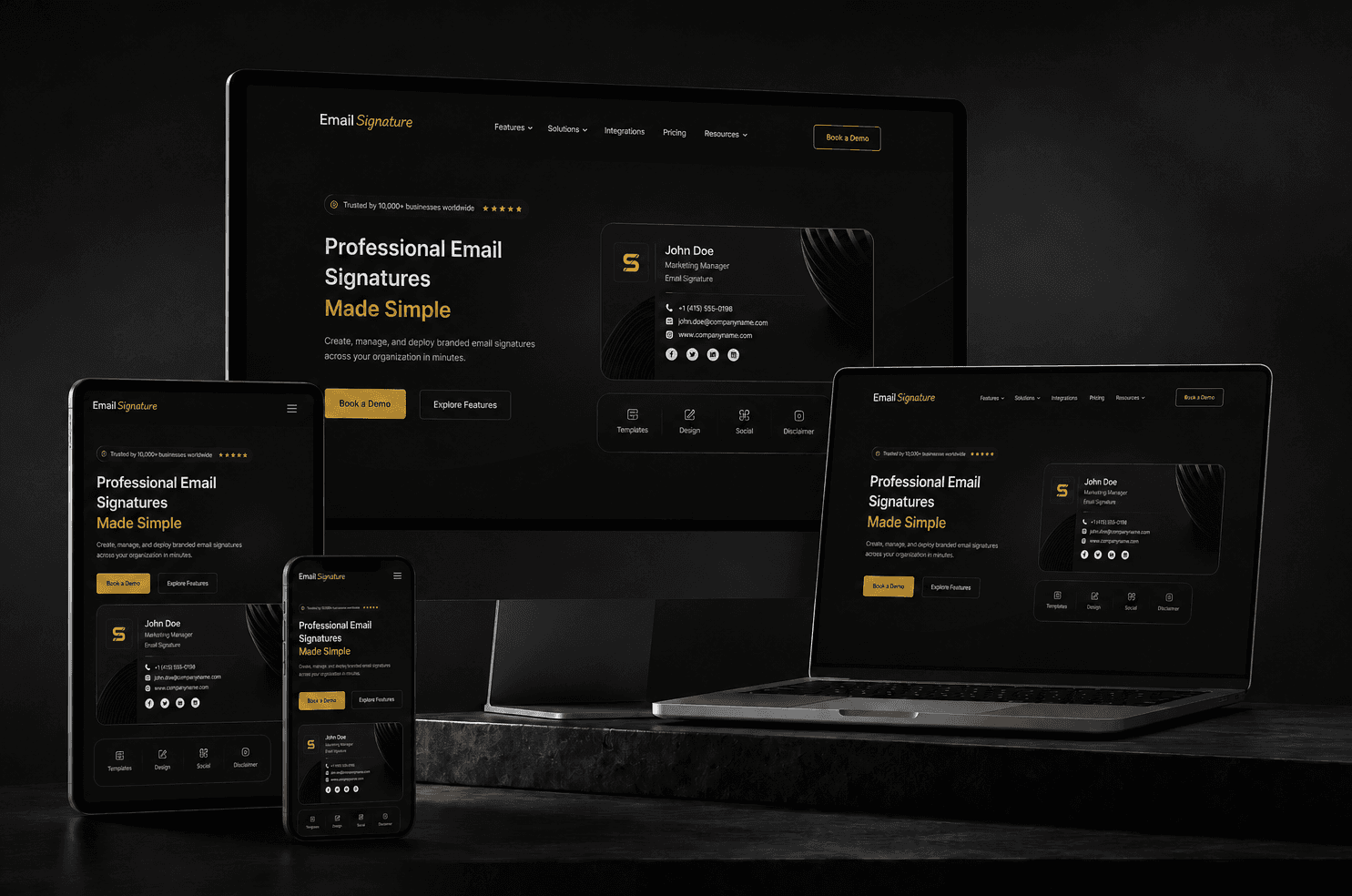 Email Signature Platform mockup
